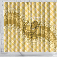 Melemele Hawaii Cowboy Palaka Motifs Personalised Shower Curtain Paniolo Festival Puakenikeni Lei LT14 - Polynesian Pride