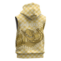 Melemele Hawaii Cowboy Palaka Motifs Personalised Sleeveless Zip Hoodie Paniolo Festival Puakenikeni Lei LT14 - Polynesian Pride