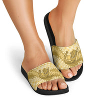 Melemele Hawaii Cowboy Palaka Motifs Personalised Slide Sandals Paniolo Festival Puakenikeni Lei LT14 - Polynesian Pride