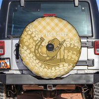 Melemele Hawaii Cowboy Palaka Motifs Personalised Spare Tire Cover Paniolo Festival Puakenikeni Lei LT14 Yellow - Polynesian Pride