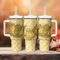 Melemele Hawaii Cowboy Palaka Motifs Personalised Tumbler With Handle Paniolo Festival Puakenikeni Lei LT14 - Polynesian Pride