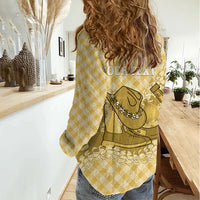 Melemele Hawaii Cowboy Palaka Motifs Personalised Women Casual Shirt Paniolo Festival Puakenikeni Lei LT14 - Polynesian Pride