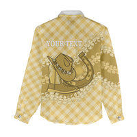 Melemele Hawaii Cowboy Palaka Motifs Personalised Women Casual Shirt Paniolo Festival Puakenikeni Lei LT14 - Polynesian Pride