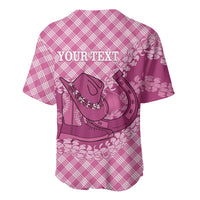 Alaka Hawaii Cowboy Palaka Motifs Personalised Baseball Jersey Paniolo Festival Puakenikeni Lei