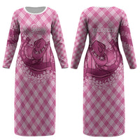 Alaka Hawaii Cowboy Palaka Motifs Personalised Couples Matching Long Sleeve Bodycon Dress and Long Sleeve Button Shirt Paniolo Festival Puakenikeni Lei LT14 - Polynesian Pride