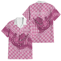 Alaka Hawaii Cowboy Palaka Motifs Personalised Family Matching Mermaid Dress and Hawaiian Shirt Paniolo Festival Puakenikeni Lei LT14 Dad's Shirt - Short Sleeve Pink - Polynesian Pride