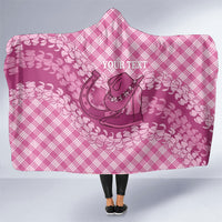 Alaka Hawaii Cowboy Palaka Motifs Personalised Hooded Blanket Paniolo Festival Puakenikeni Lei LT14 One Size Pink - Polynesian Pride