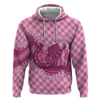 Alaka Hawaii Cowboy Palaka Motifs Personalised Hoodie Paniolo Festival Puakenikeni Lei LT14 Pullover Hoodie Pink - Polynesian Pride