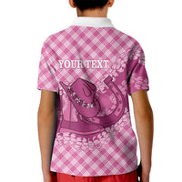 Alaka Hawaii Cowboy Palaka Motifs Personalised Kid Polo Shirt Paniolo Festival Puakenikeni Lei LT14 - Polynesian Pride
