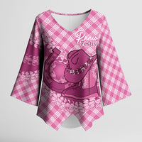 Alaka Hawaii Cowboy Palaka Motifs Personalised Kimono Sleeve Blouse Paniolo Festival Puakenikeni Lei LT14 Female Pink - Polynesian Pride
