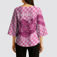 Alaka Hawaii Cowboy Palaka Motifs Personalised Kimono Sleeve Blouse Paniolo Festival Puakenikeni Lei LT14 - Polynesian Pride