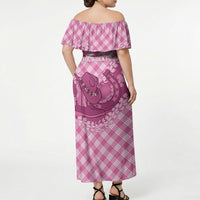 Alaka Hawaii Cowboy Palaka Motifs Personalised Off Shoulder Maxi Dress Paniolo Festival Puakenikeni Lei LT14 - Polynesian Pride