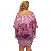 Alaka Hawaii Cowboy Palaka Motifs Personalised Off Shoulder Short Dress Paniolo Festival Puakenikeni Lei LT14 - Polynesian Pride