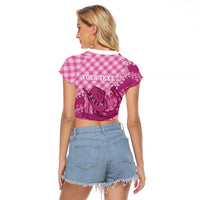 Alaka Hawaii Cowboy Palaka Motifs Personalised Raglan Cropped T Shirt Paniolo Festival Puakenikeni Lei LT14 - Polynesian Pride