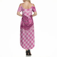 Alaka Hawaii Cowboy Palaka Motifs Personalised Summer Maxi Dress Paniolo Festival Puakenikeni Lei LT14 - Polynesian Pride