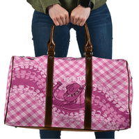 Alaka Hawaii Cowboy Palaka Motifs Personalised Travel Bag Paniolo Festival Puakenikeni Lei LT14 Pink - Polynesian Pride