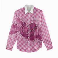 Alaka Hawaii Cowboy Palaka Motifs Personalised Women Casual Shirt Paniolo Festival Puakenikeni Lei LT14 - Polynesian Pride