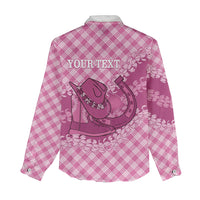 Alaka Hawaii Cowboy Palaka Motifs Personalised Women Casual Shirt Paniolo Festival Puakenikeni Lei LT14 - Polynesian Pride