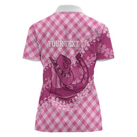 Alaka Hawaii Cowboy Palaka Motifs Personalised Women Polo Shirt Paniolo Festival Puakenikeni Lei LT14 - Polynesian Pride