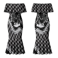 Eleele Hawaii Cowboy Palaka Motifs Personalised Couples Matching Mermaid Dress and Hawaiian Shirt Paniolo Festival Puakenikeni Lei