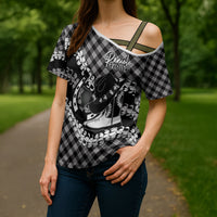 Eleele Hawaii Cowboy Palaka Motifs Personalised Cross Shoulder Shirt Paniolo Festival Puakenikeni Lei LT14 - Polynesian Pride
