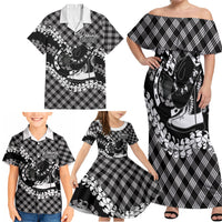 Eleele Hawaii Cowboy Palaka Motifs Personalised Family Matching Off Shoulder Maxi Dress and Hawaiian Shirt Paniolo Festival Puakenikeni Lei