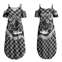 Eleele Hawaii Cowboy Palaka Motifs Personalised Family Matching Summer Maxi Dress and Hawaiian Shirt Paniolo Festival Puakenikeni Lei