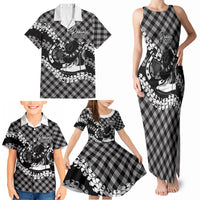 Eleele Hawaii Cowboy Palaka Motifs Personalised Family Matching Tank Maxi Dress and Hawaiian Shirt Paniolo Festival Puakenikeni Lei