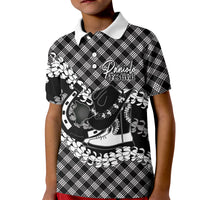 Eleele Hawaii Cowboy Palaka Motifs Personalised Kid Polo Shirt Paniolo Festival Puakenikeni Lei LT14 Kid Black - Polynesian Pride