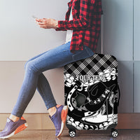 Eleele Hawaii Cowboy Palaka Motifs Personalised Luggage Cover Paniolo Festival Puakenikeni Lei