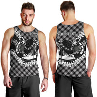 Eleele Hawaii Cowboy Palaka Motifs Personalised Men Tank Top Paniolo Festival Puakenikeni Lei