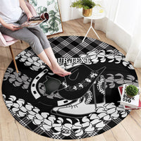 Eleele Hawaii Cowboy Palaka Motifs Personalised Round Carpet Paniolo Festival Puakenikeni Lei
