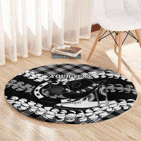 Eleele Hawaii Cowboy Palaka Motifs Personalised Round Carpet Paniolo Festival Puakenikeni Lei