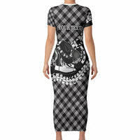 Eleele Hawaii Cowboy Palaka Motifs Personalised Short Sleeve Bodycon Dress Paniolo Festival Puakenikeni Lei LT14 - Polynesian Pride