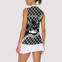 Eleele Hawaii Cowboy Palaka Motifs Personalised Women Sleeveless Polo Shirt Paniolo Festival Puakenikeni Lei LT14 - Polynesian Pride