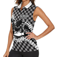 Eleele Hawaii Cowboy Palaka Motifs Personalised Women Sleeveless Polo Shirt Paniolo Festival Puakenikeni Lei LT14 - Polynesian Pride