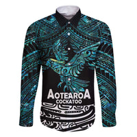 New Zealand Sulphur-crested Cockatoo Family Matching Long Sleeve Bodycon Dress and Hawaiian Shirt Aotearoa Maori Mix Paua Shell