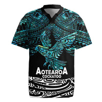 New Zealand Sulphur-crested Cockatoo Rugby Jersey Aotearoa Maori Mix Paua Shell