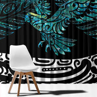 New Zealand Sulphur-crested Cockatoo Window Curtain Aotearoa Maori Mix Paua Shell