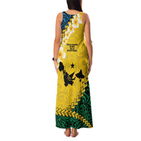 Malampa Province Family Matching Tank Maxi Dress and Hawaiian Shirt Vanuatu Map - Plumeria Flag Color