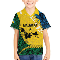 Malampa Province Kid Hawaiian Shirt Vanuatu Map - Plumeria Flag Color