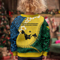 Malampa Province Kid Ugly Christmas Sweater Vanuatu Map - Plumeria Flag Color