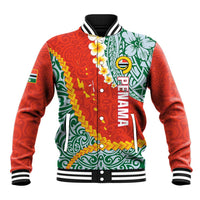 Penama Province Baseball Jacket Vanuatu Map - Plumeria Flag Color