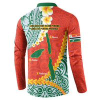 Penama Province Button Sweatshirt Vanuatu Map - Plumeria Flag Color
