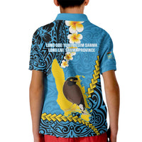Sanma Province Kid Polo Shirt Vanuatu Pattern Myna Bird - Plumeria Flag Color