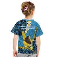 Sanma Province Kid T Shirt Vanuatu Pattern Myna Bird - Plumeria Flag Color