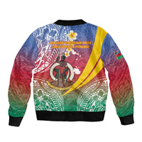 Shefa Province Bomber Jacket Vanuatu Pattern Map - Plumeria Flag Color
