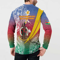 Shefa Province Button Sweatshirt Vanuatu Pattern Map - Plumeria Flag Color