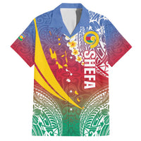 Shefa Province Family Matching Long Sleeve Bodycon Dress and Hawaiian Shirt Vanuatu Pattern Map - Plumeria Flag Color