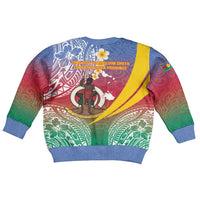 Shefa Province Kid Ugly Christmas Sweater Vanuatu Pattern Map - Plumeria Flag Color